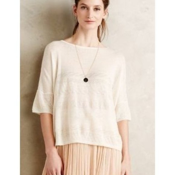 Anthropologie Bela NYC Cashmere Pointelle Pullover XS/S - Picture 1 of 11
